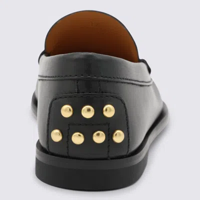 Tod's Black Loafers With Embossed Logo And Stud Details On The Back In Leather Woman
