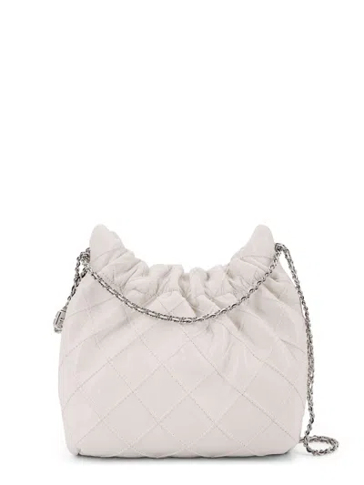 Tory Burch Mini Fleming Soft Distressed Drawstring Bag In White