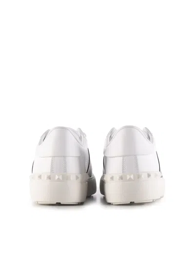 Valentino Calfskin Sneakers With Contrasting Bands And Rubber Studs In White