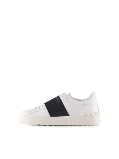 Valentino Calfskin Sneakers With Contrasting Bands And Rubber Studs In White