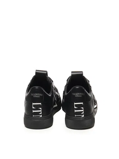 Valentino Garavani Black Calf Leather Bos Taurus Low Top Sneakers