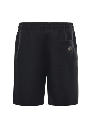 Valentino Logo Patch Drawstring Shorts In Black