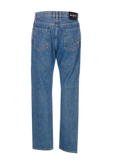Balmain Regular Denim Pants In Blue