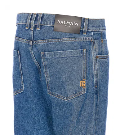 Balmain Regular Denim Pants In Blue