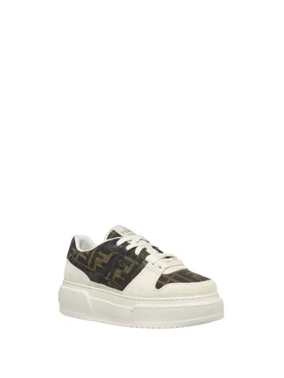 Fendi Women Multicolor Suede And Fabric Match Sneakers In Black