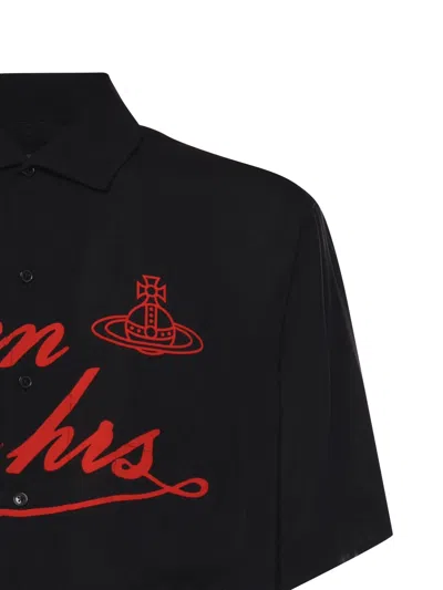 Vivienne Westwood Mens Black Open 24h Bowling Short-sleeves Woven Shirt Xl