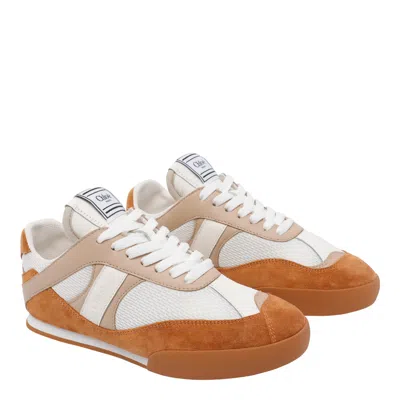 Chloé Kick Brown Sneaker With Logo Patch On The Tongue And Logo Lettering On The Back In Fabric And Suede  In Multi