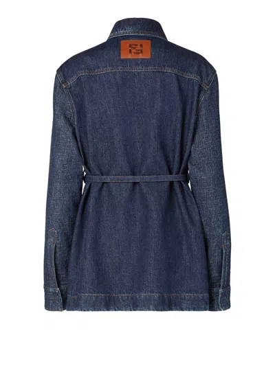 Fendi Go-to Denim Shirt Jacket With Quilted Ff Motif Clothing In Blue
