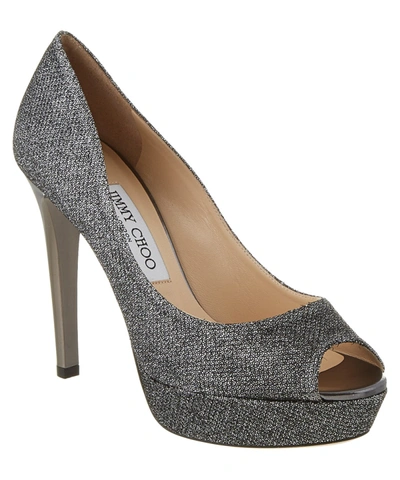 Jimmy Choo Dahlia 115 Lame Glitter Peep In Metallic