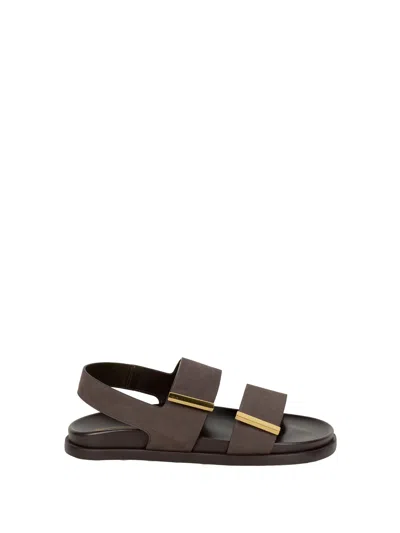 Tod's Leather Slingback Sandals Open Toe Design In Brown