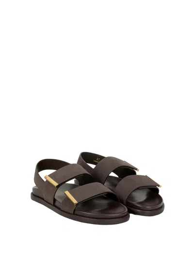 Tod's Leather Slingback Sandals Open Toe Design In Brown