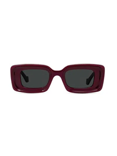 Loewe Anagram Beveled Acetate Rectangle Sunglasses In Red
