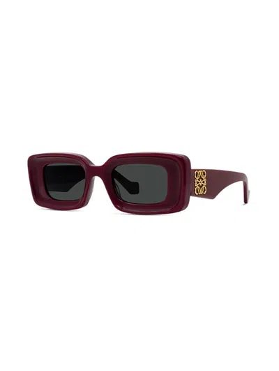 Loewe Anagram Beveled Acetate Rectangle Sunglasses In Red