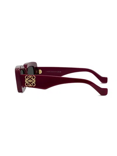 Loewe Anagram Beveled Acetate Rectangle Sunglasses In Red