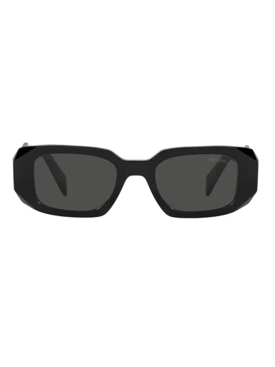 Prada Womens Black Pr 17ws Rectangular-frame Acetate Sunglasses In Black