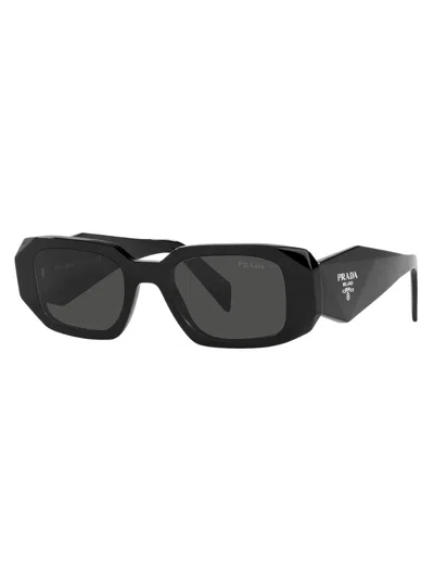 Prada Womens Black Pr 17ws Rectangular-frame Acetate Sunglasses In Black