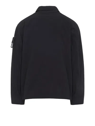 Stone Island Jacket Arm Patch Collared Design Front Pockets In Black