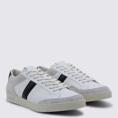 Tom Ford Panelled Suede And Grained Leather Sneakers In White