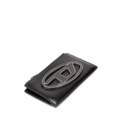 Diesel Rectangular Black Polyamide Clutch With Oval Emblem In Black