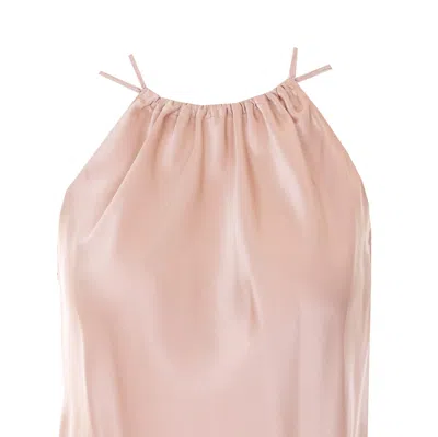 Pinko Carota Pink Sleeveless Top With Adjustable Spaghetti Straps And Ruched Neckline In Tech Fabric Woman In Neutral