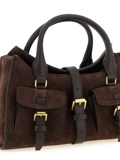 Mulberry Roxanne Brown Small Handbag With Adjustable And Removable Shoulder Strap And Two Front Pockets In Su