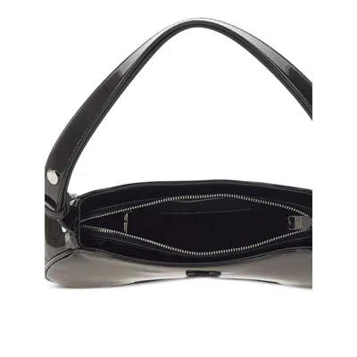 Diesel Play Patent-leather Curved Shoulder Bag In Black