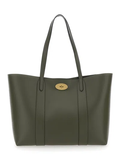 Mulberry Bayswater Green Tote Bag With Front Turn-lock Closure In Leather Woman