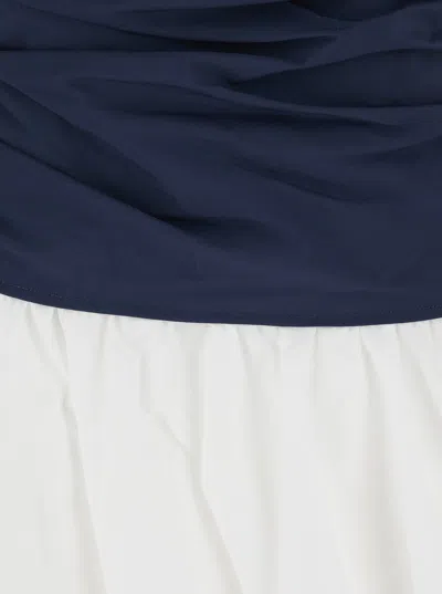 Simkhai Multicolor Salina Mini Dress With Boat Neckline And Bubble Skirt In Cotton Blend Woman In Blue