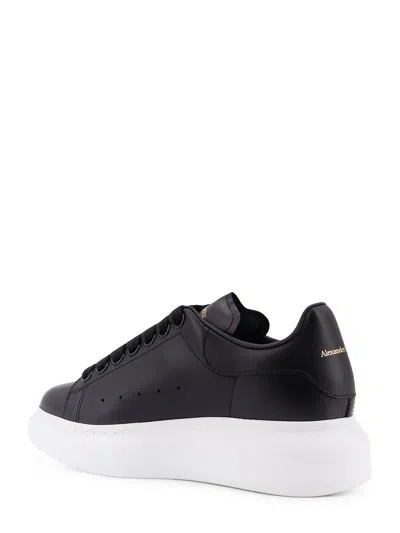 Alexander Mcqueen Black Low Top Sneakers With Logo Lettering On Tongue And Heel In Leather Woman In Multi