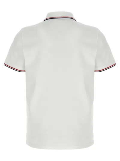 Moncler Cotton Piquet Polo Shirt With Tricolor Trim In White
