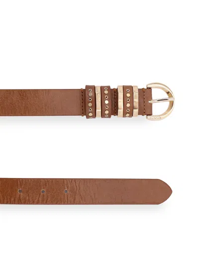 Pinko Adjustable Belts Multiple Loops Smooth Studs In Brown