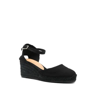 Castaã±er Ankle Strap Wedge Espadrilles In Black