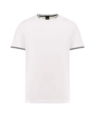 Hugo Boss Mens White Striped-trim Regular-fit Cotton-jersey T-shirt Xxl