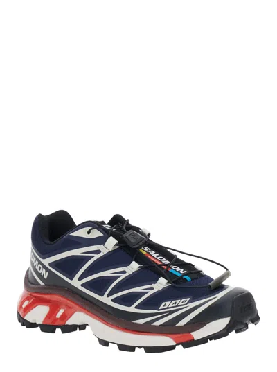 Salomon Xt-6 Blue Sneaker With Logo Applied On The Tongue And Chunky Sole In Fabric Unisex In Multi