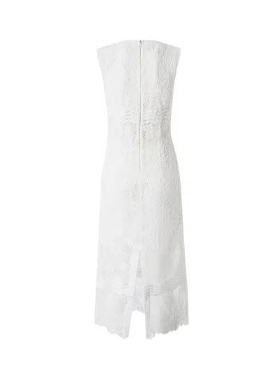 Pinko V Neck Sleeveless Lace Midi Dress In White