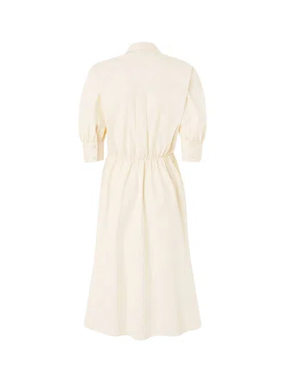 Pinko Wrap Dress Knee Length Puff Sleeves In Neutral