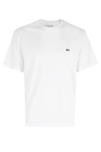Lacoste Short Sleeve Crew Neck Pima Cotton Jersey T-shirt In White