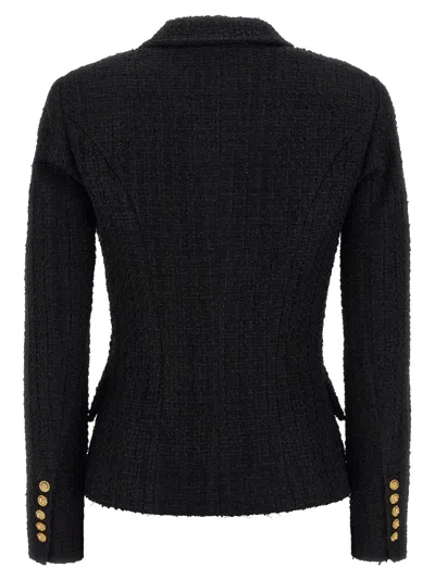 Balmain Wool Blazer With Flap Pockets And Gold-tone Buttons In Black