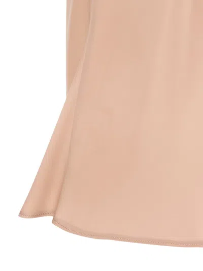 Pinko Carota Pink Sleeveless Top With Adjustable Spaghetti Straps And Ruched Neckline In Tech Fabric Woman In Neutral