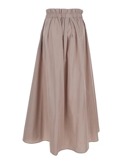 Herno Women Pink Skirt With Logo Plaque On The Side And Elastic Waist In Tech Fabric Woman In Nude