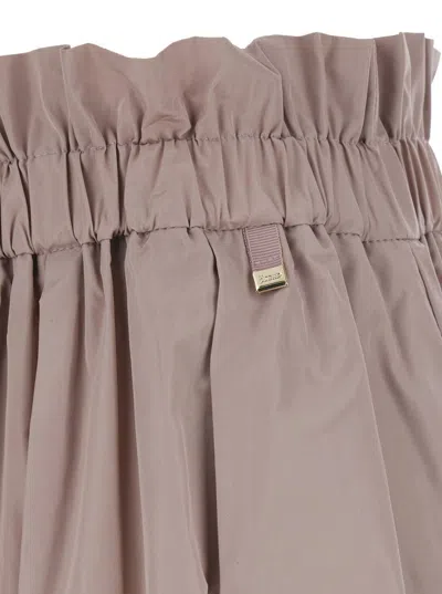 Herno Women Pink Skirt With Logo Plaque On The Side And Elastic Waist In Tech Fabric Woman In Nude