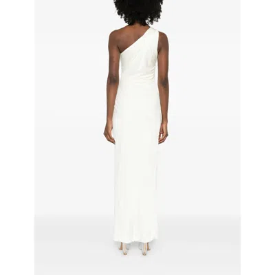Versace Cream Jersey And Crepe Medusa 95 Draped Gown In White