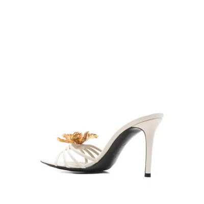 Giuseppe Zanotti 90mm Flower Leather Slide Sandals In White