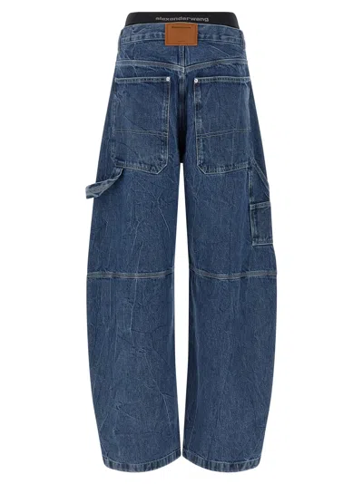 Alexander Wang Alexanderwang. T Prestyled High Rise Oversized Jeans With Logo Elastic In Deep Blue