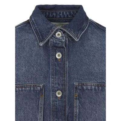 Studio Nicholson Patch Pocket Long Sleeve Collared Shirt In Metallic