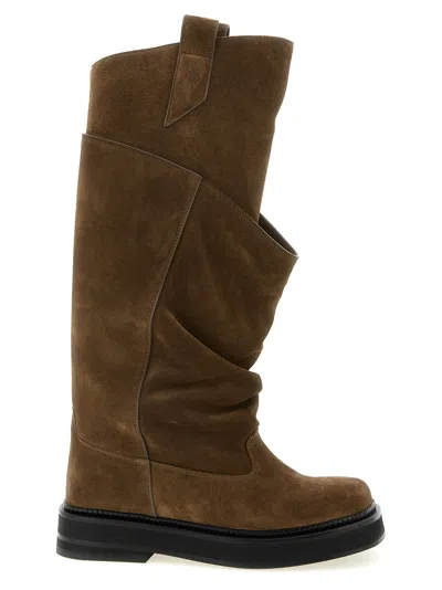 Attico Robin Passeggiata Suede Knee-high Boots In Brown