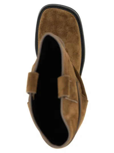 Attico Robin Passeggiata Suede Knee-high Boots In Brown