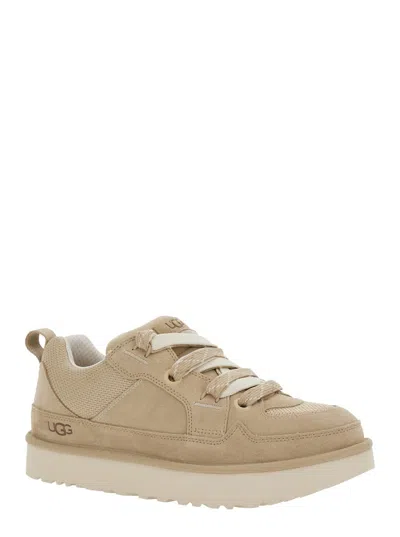 Ugg Lo Lowmel Beige Sneakers With Mesh Inserts And Logo On The Side In Suede Man In Multi