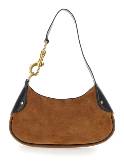 Mulberry Hackney Brown Shoulder Bag With Logo Imprinted On The Front In Suede Woman