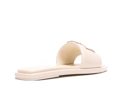 Tory Burch Double T Leather Medallion Slide Sandals In Pink